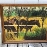 Oil on canvas Horses signed J.Kirsch 1961 (88x72)