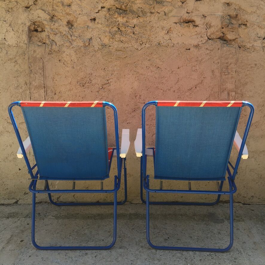 Pair of foldable camping armchairs "lafuma"