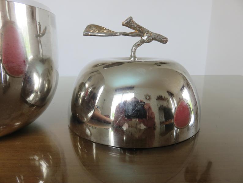 Silver metal "apple" ice bucket 60s