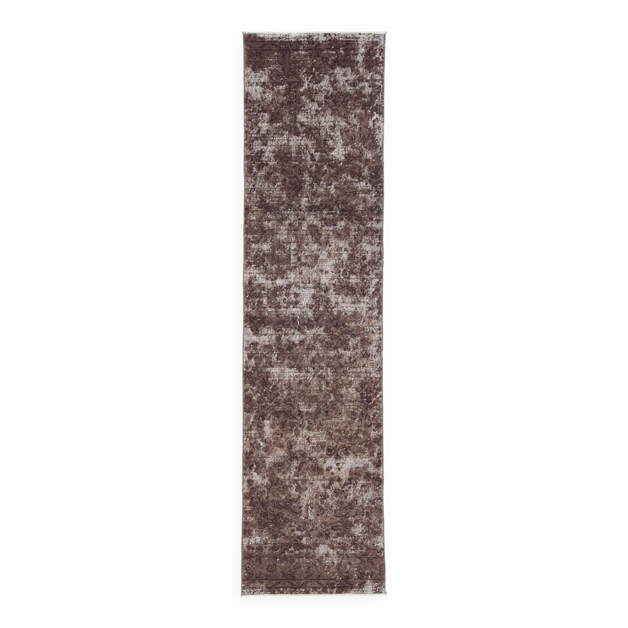 2x10 Soft Wool Dark Gray Turkish Vintage Runner Rug