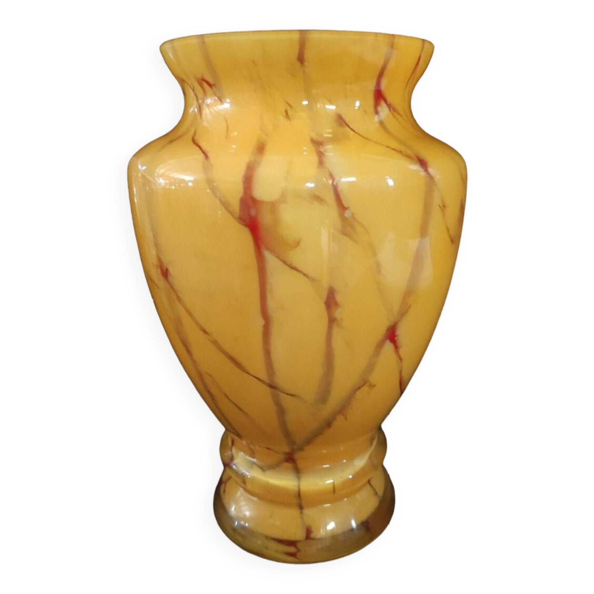 Vase larochère marbré jaune et rouge