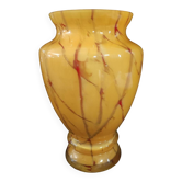 Yellow and red marbled Larochère vase