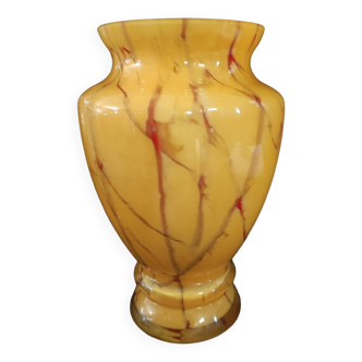 Vase larochère marbré jaune et rouge
