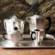 Service à café / thé, art déco en métal argenté et ébène