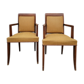 Paire de fauteuils bridge époque art déco en noyer