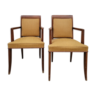 Pair of armchairs bridge era art deco walnut