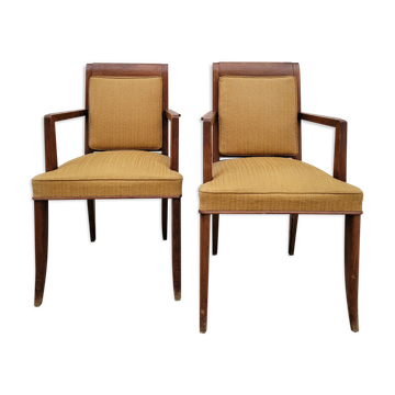 Paire de fauteuils bridge époque art déco en noyer