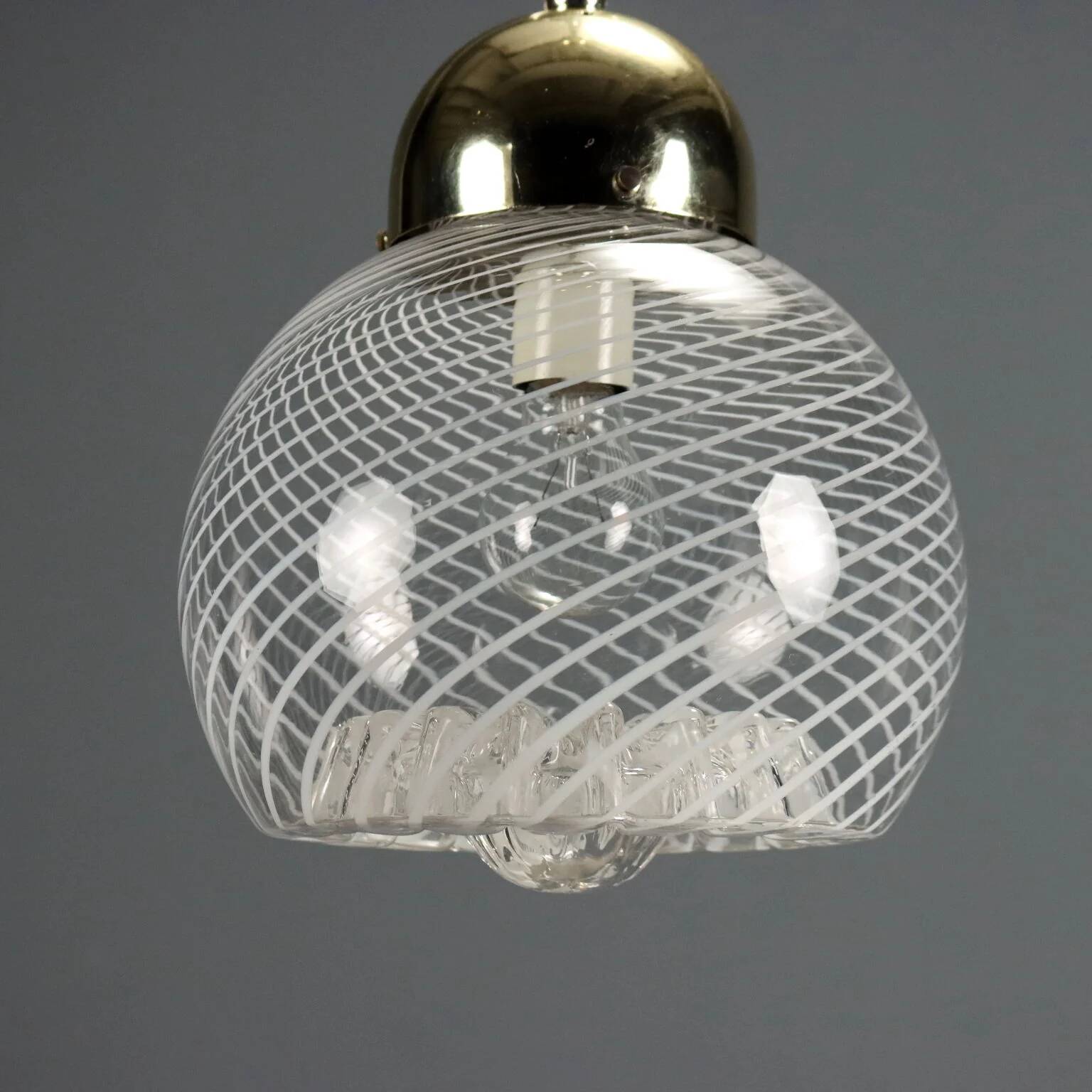 Vintage chrome metal suspension, Italian design from the 1970s.