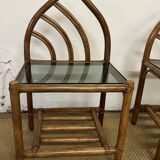 Pair of bamboo and rattan bedside tables