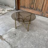 Table basse ronde en laiton vintage, années 1970