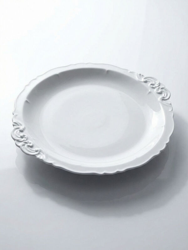 Grand plat de service en porcelaine fine blanche de Limoges vintage/ancien