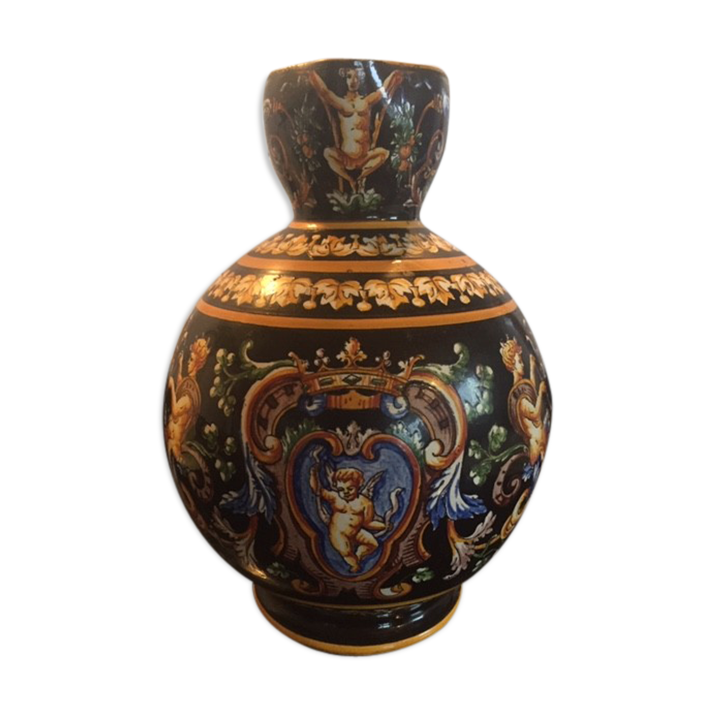 Vase in Gien with Renaissance decorations