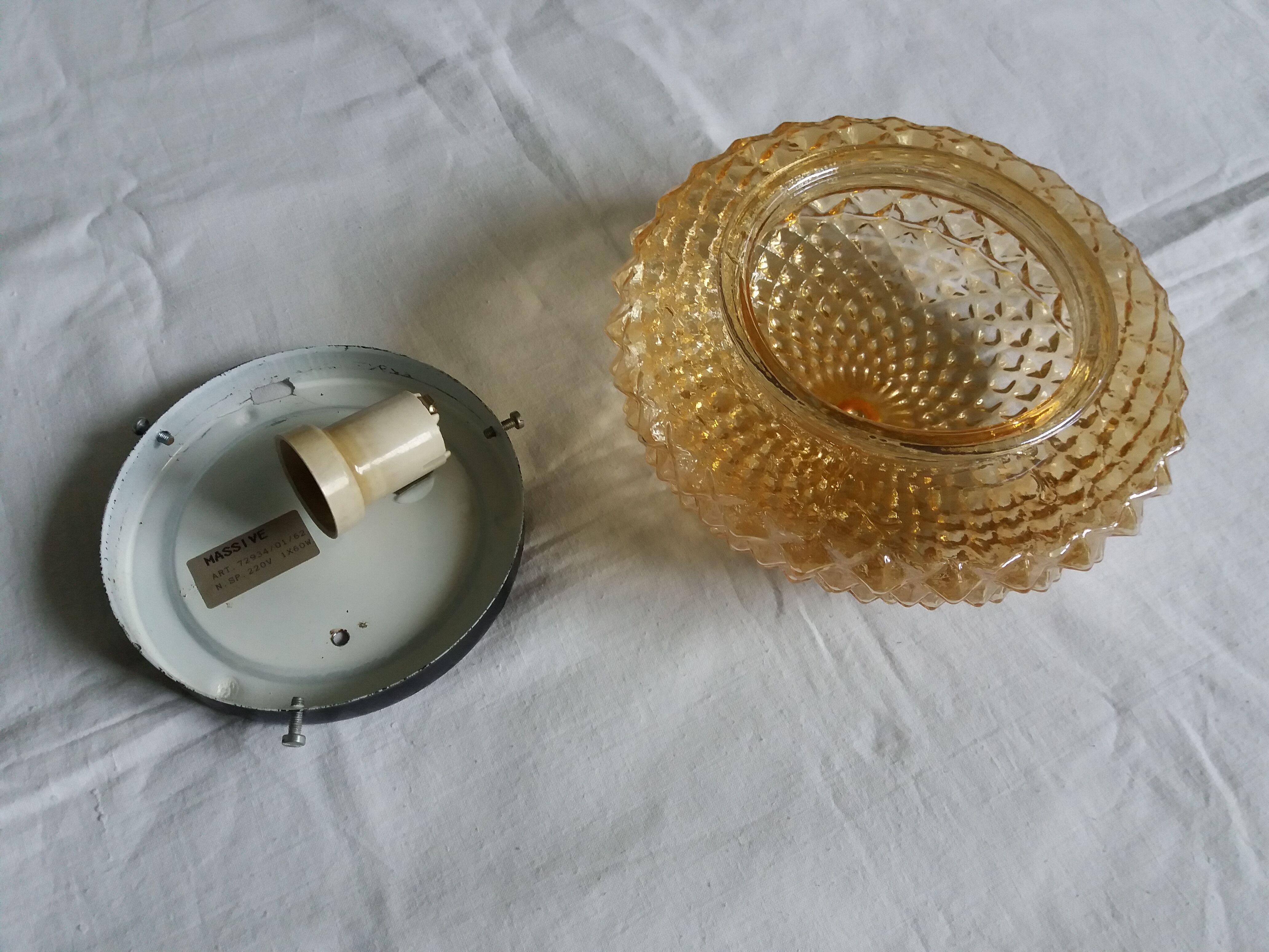 Molded glass wall lamp or ceiling lamp