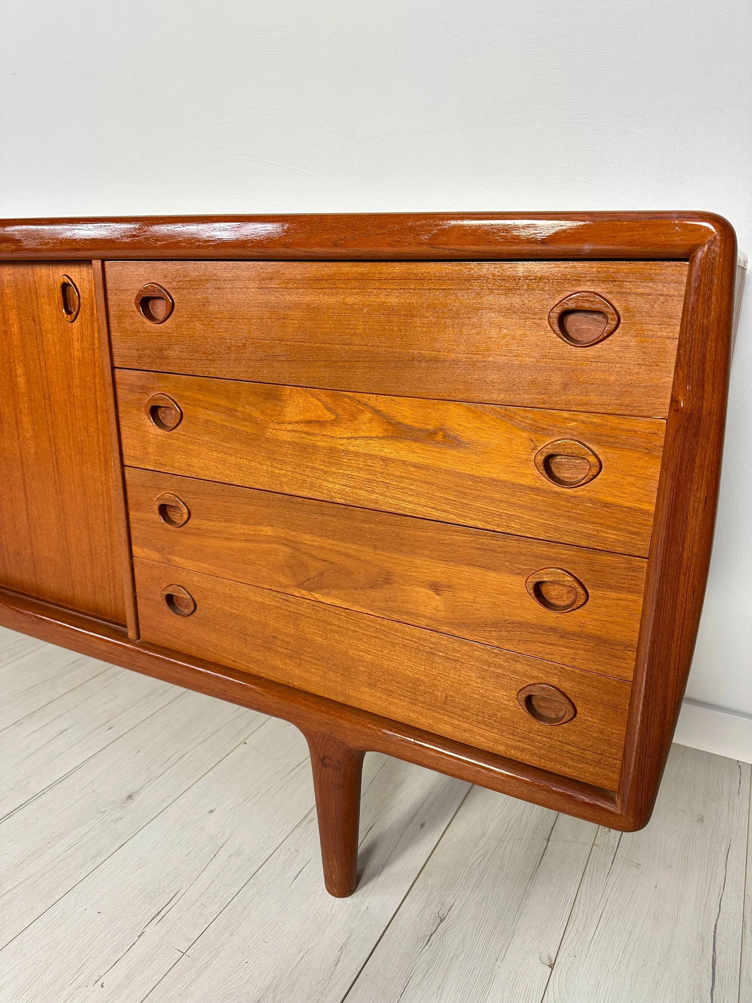 1960s Vintage Mid-Century Danish Teak Sideboard by H.P. Hansen