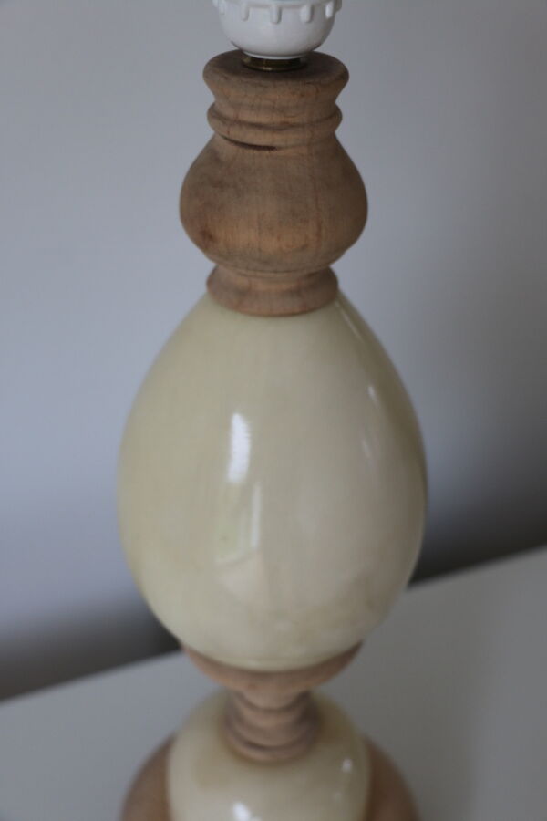 Pied de lampe marbre et bois 400mm (sans abat-jour)