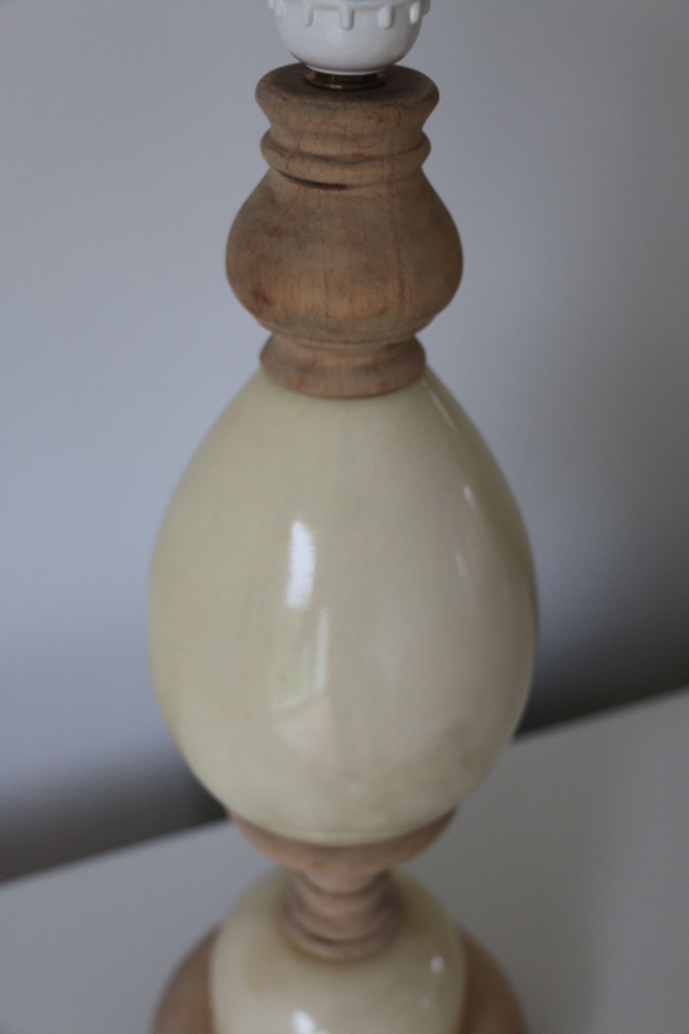 Marble and wood lamp base 400mm (without shade)