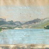 Painting "Mountain Lake", Pastel on paper, framed