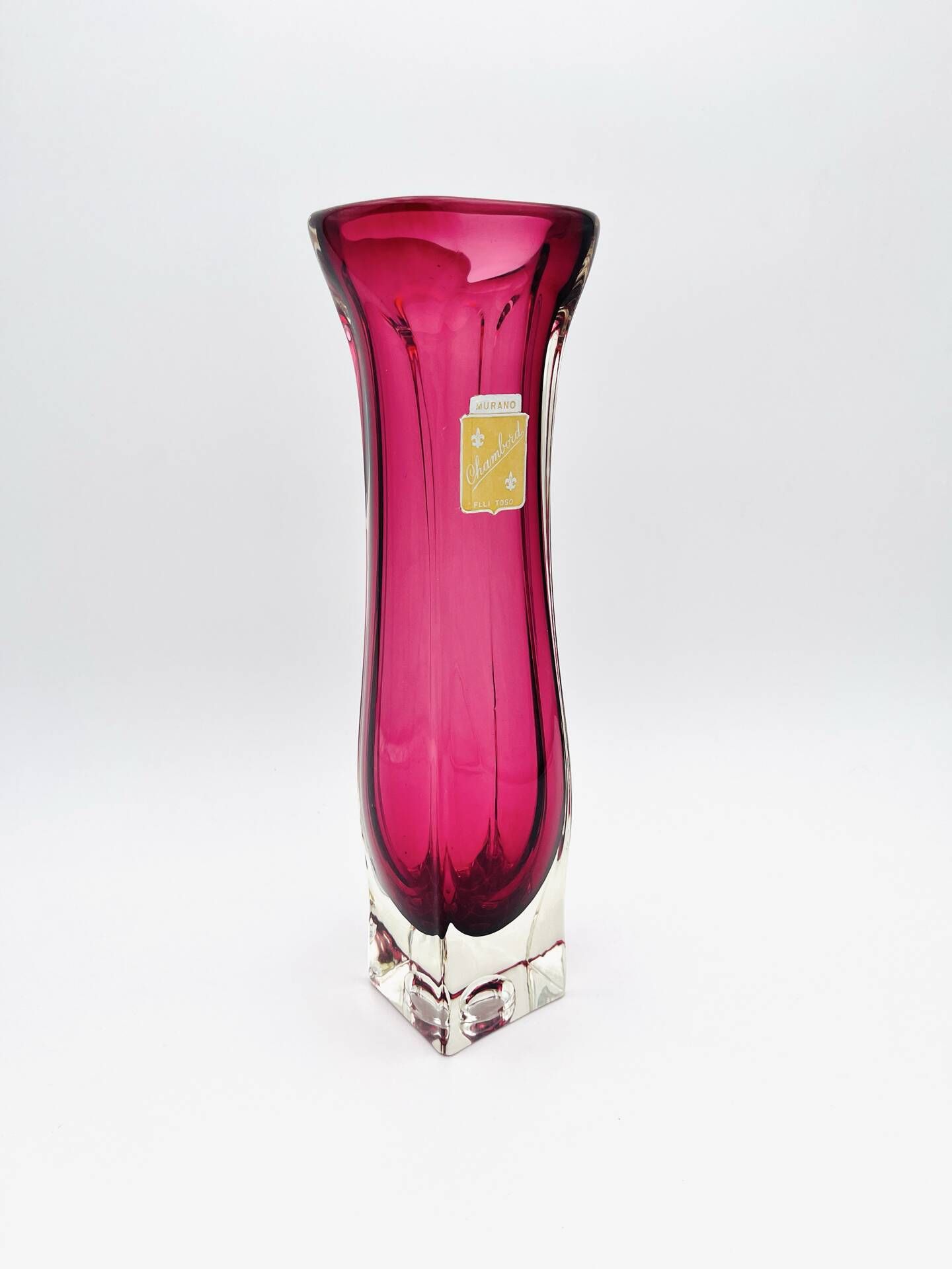 Murano Vase Fratelli Toso Chambord Sommerso Red Labelled 35cm