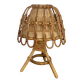 Lampe en rotin Louis Sognot années 1960