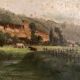 Tableau ancien paysage animé XIXe