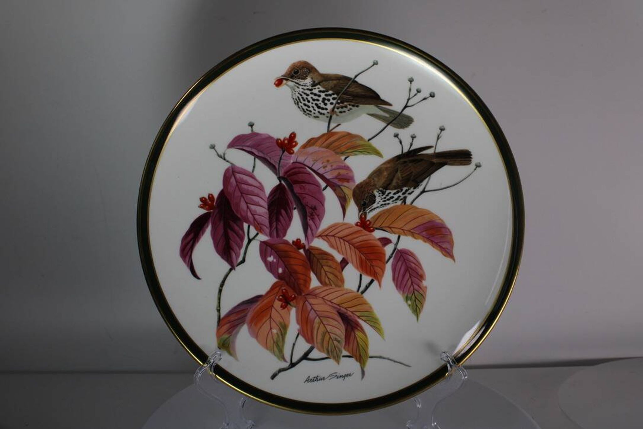 Franklin Wedgwood Singer Arthur plates 1977 x12 "songbirds of the world"