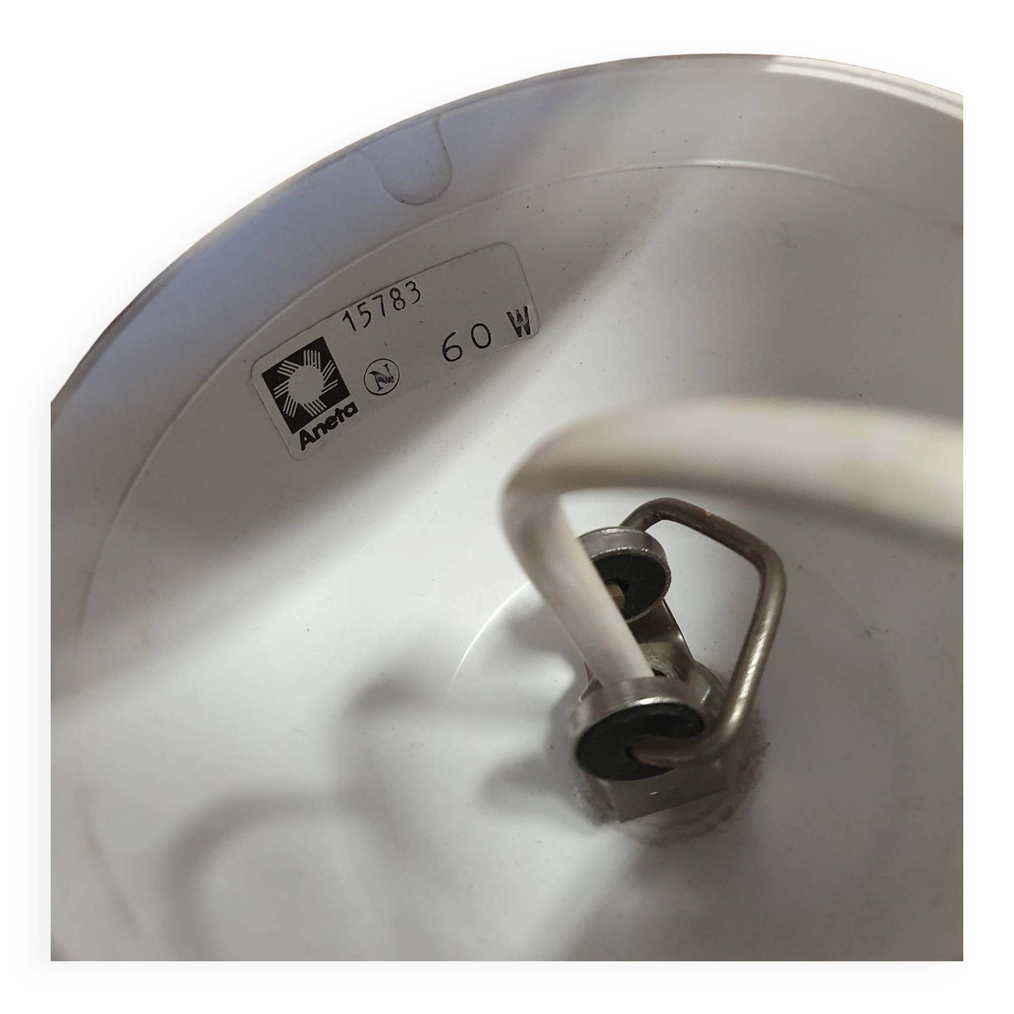 A rare bent beech and fabric three-branch ceiling pendant light by J Wickelgren and M Strandang for Aneta, Sweden, 1970s