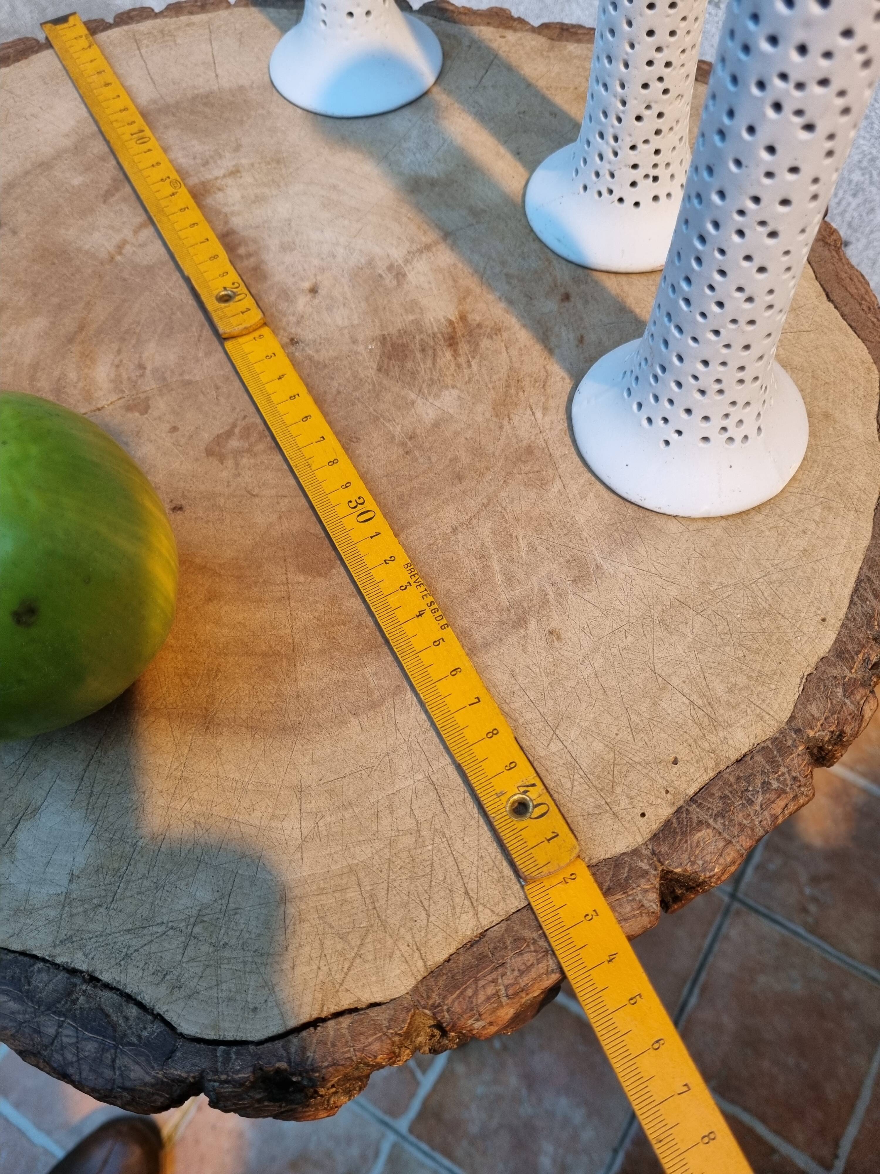 Brutalist tripod high table in wood and metal, 74 cm