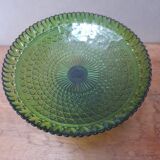 Chiseled glass footed dish