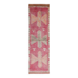 3x10 Faded Pink Handmade Orientel Runner, Decorative Hall Rug, 92x307Cm