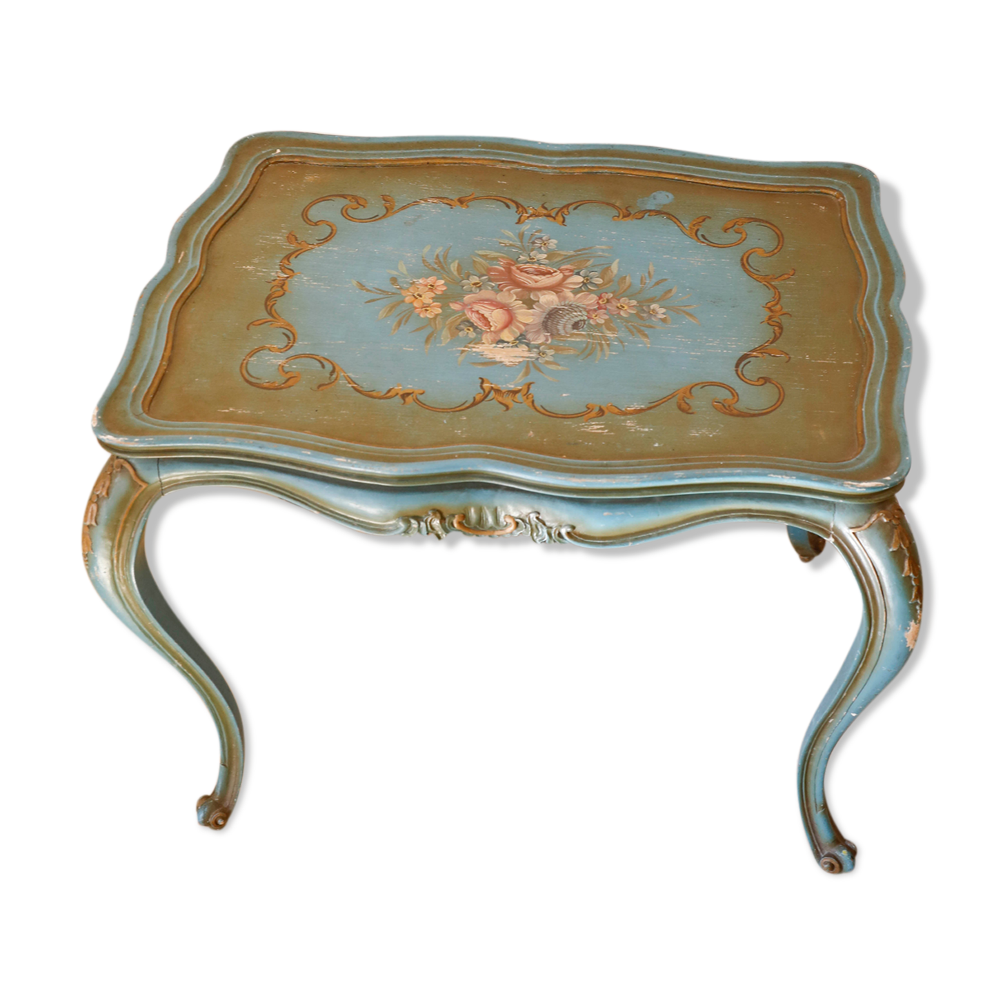 Louis XV style Venetian blue patina table