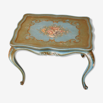 Table Louis XV style vénitien patine bleu