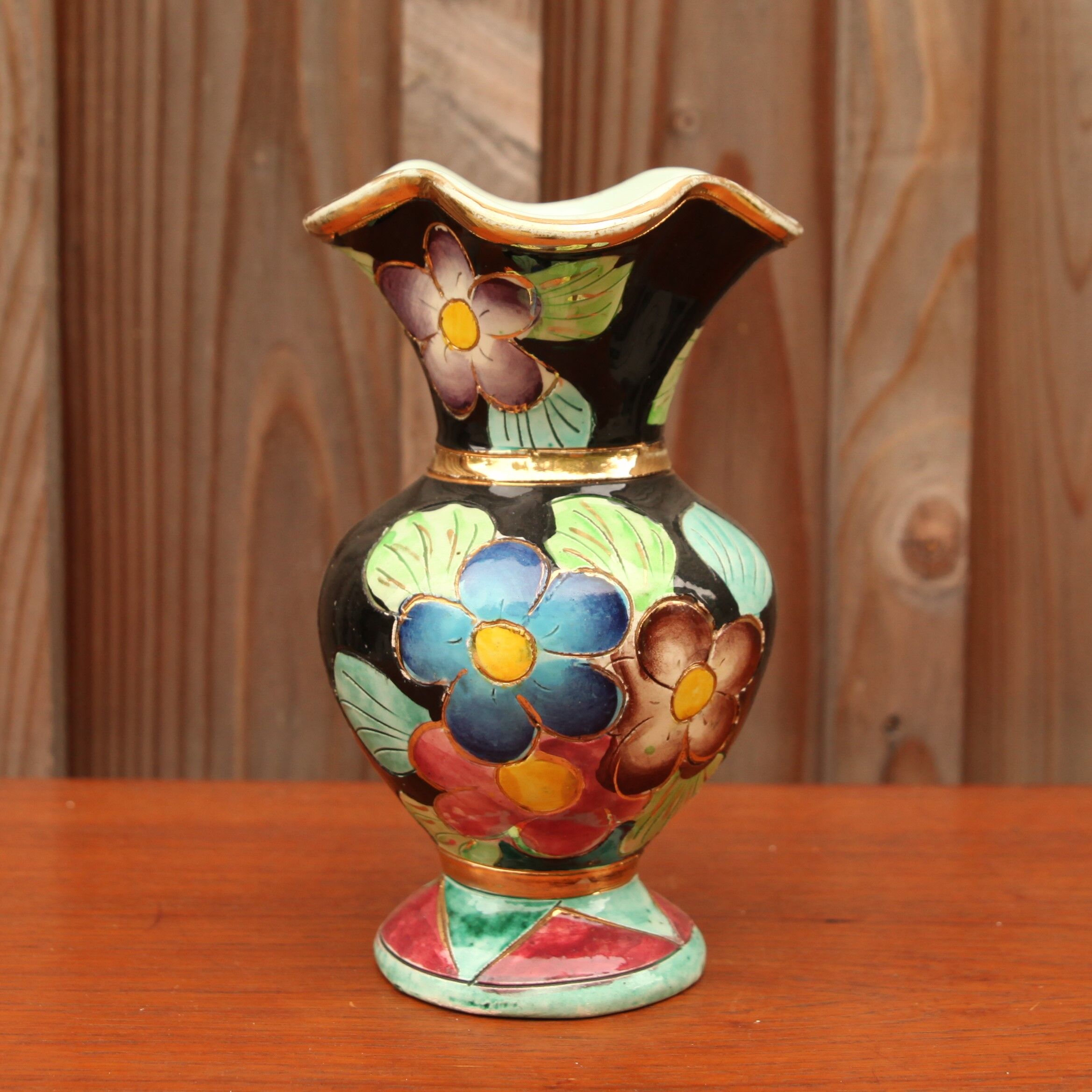 Vallauris ceramic vase with floral decoration