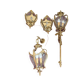 Set of bronze and curved glass light fixtures – Louis XV style – read