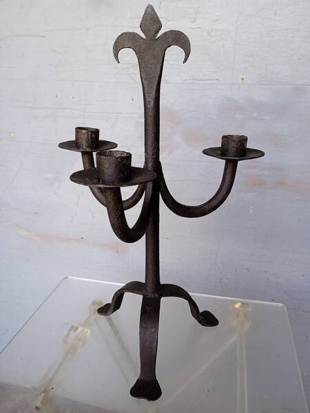 Brutalist wrought iron candle holder ep 1940/50