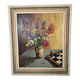Oil on Isorel - Flower Bouquet / Chess Set - Michel Lamotte
