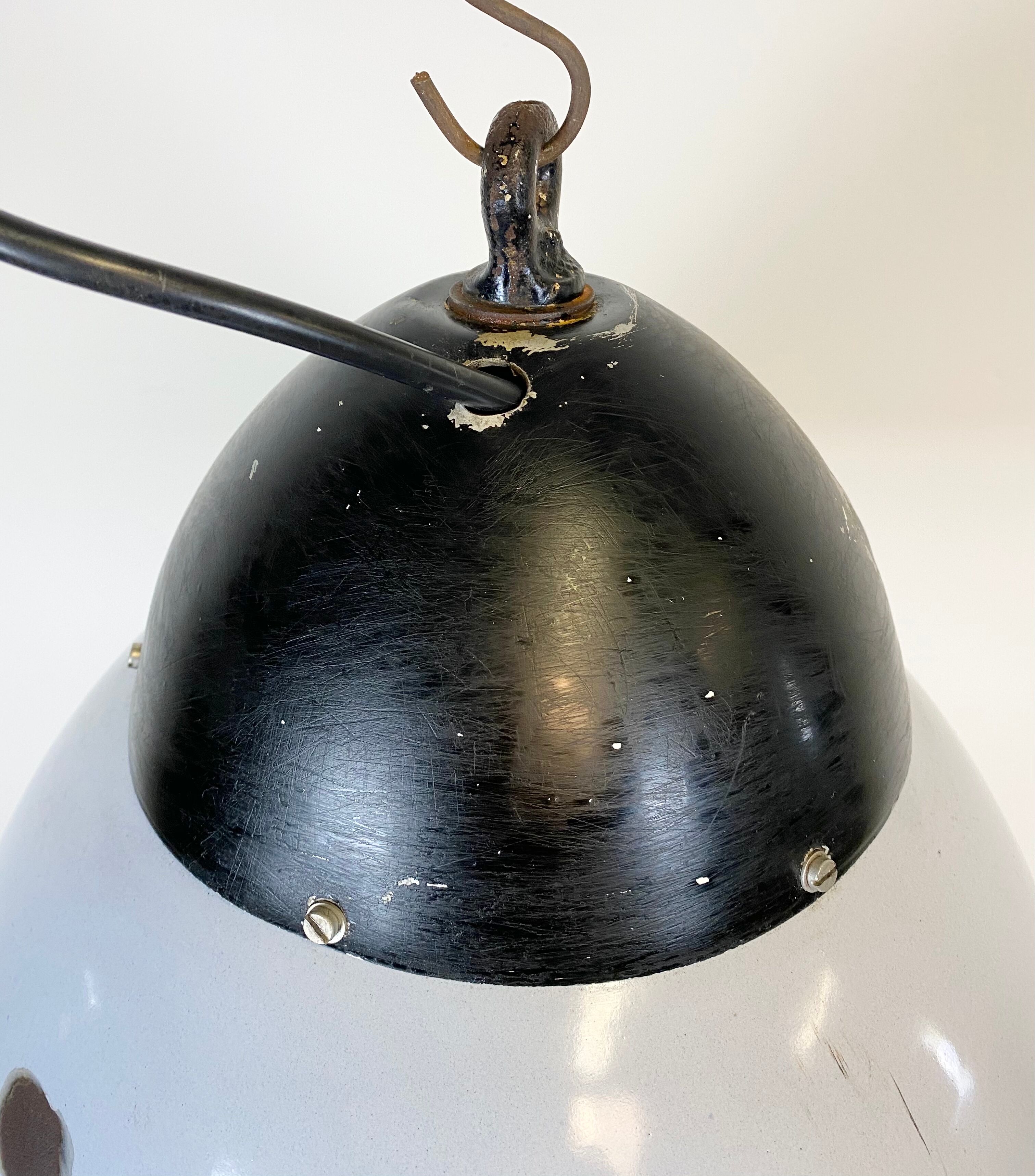 Vintage Grey Enamelled Hanging Lamp