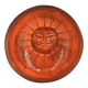 Mexican ceramic catchall in orange and black, 1970s sun face.