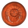 Mexican ceramic catchall in orange and black, 1970s sun face.