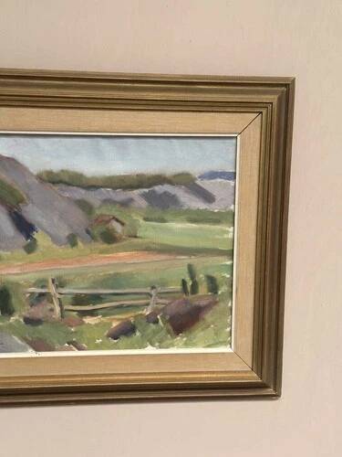 Oil on Canvas “Serene Landscape” by Martin Larson, Vintage & Framed
