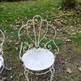 Paire de fauteuils de jardin anciens fer plein métal