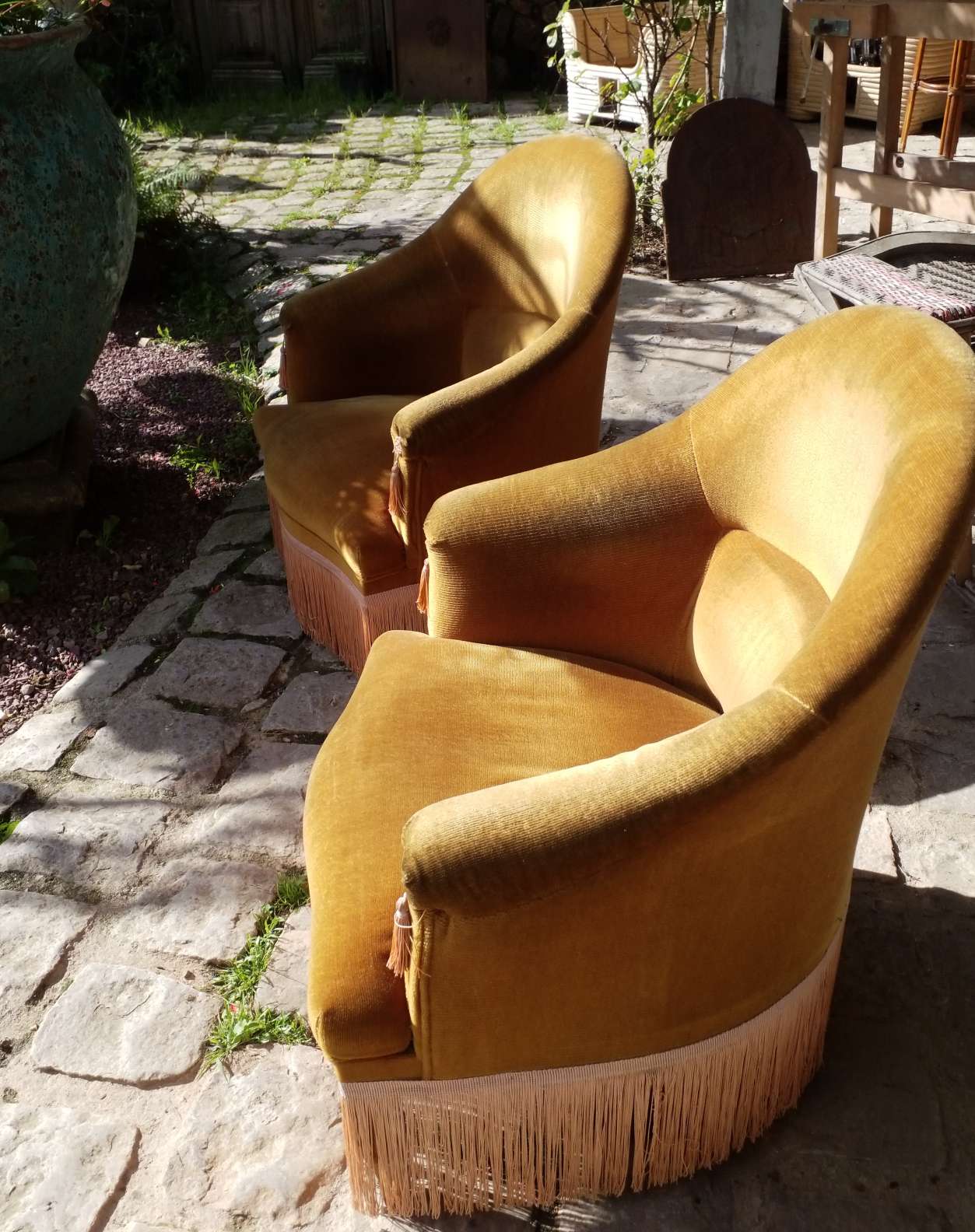 Pair of toad armchairs
