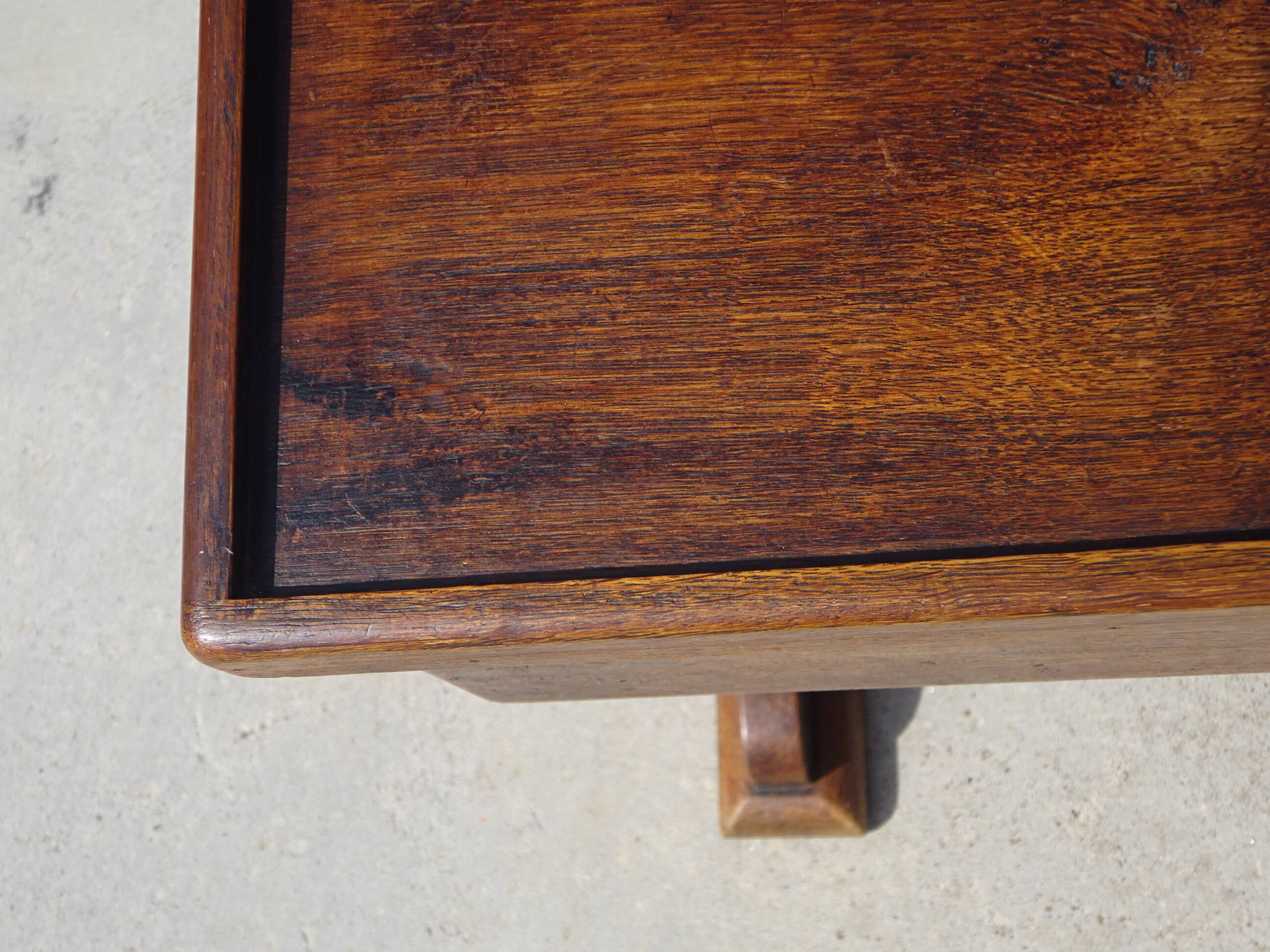 Bolster or end table with drawer, patina