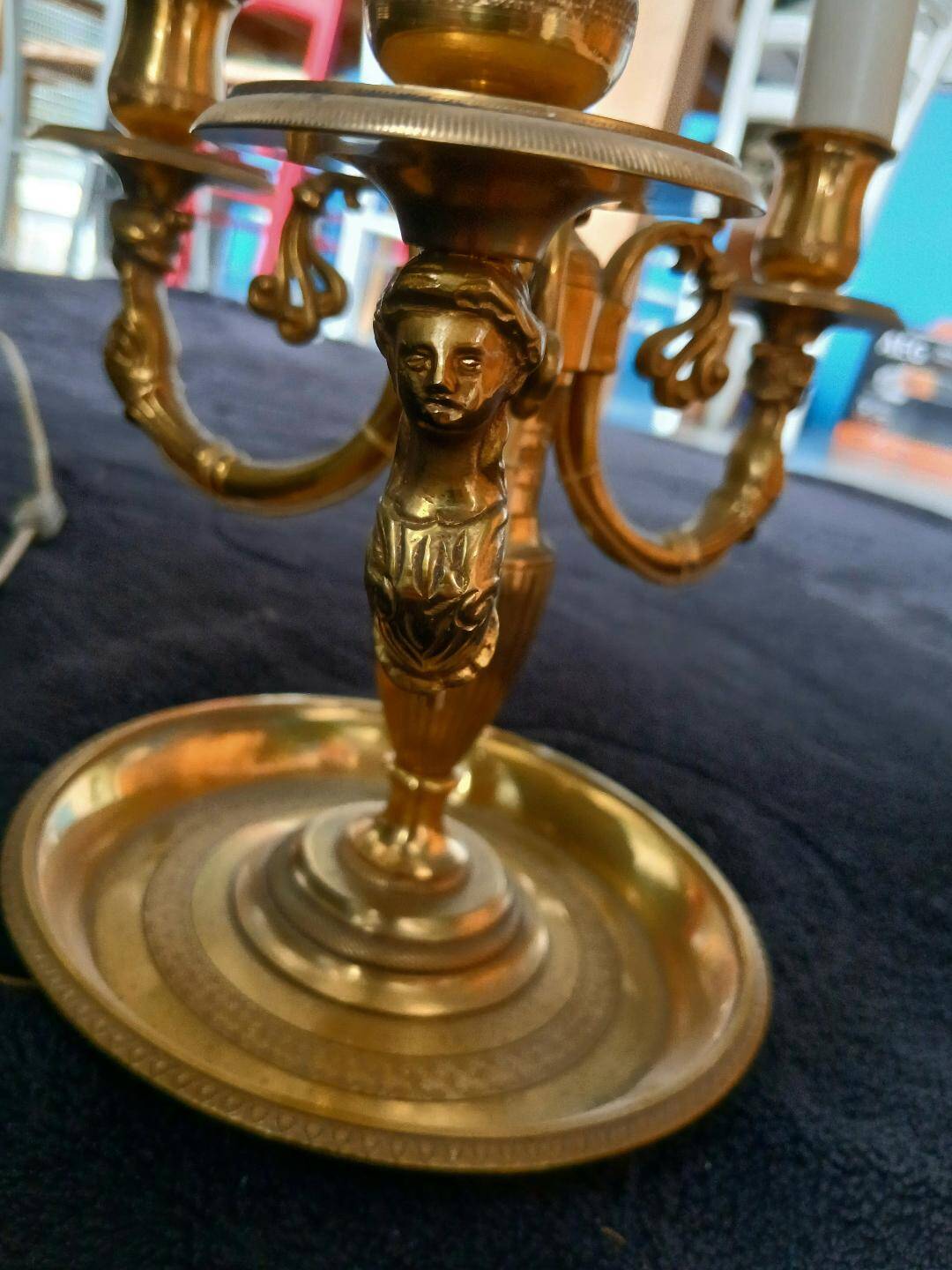 Exceptional empire style boiler lamp, swan, lucien gau - in excellent condition
