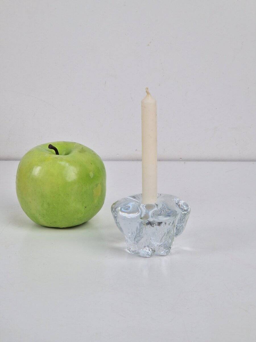 Vintage Isblomst Glass Candlestick by Sidse Werner for Holmegaard, 1970s