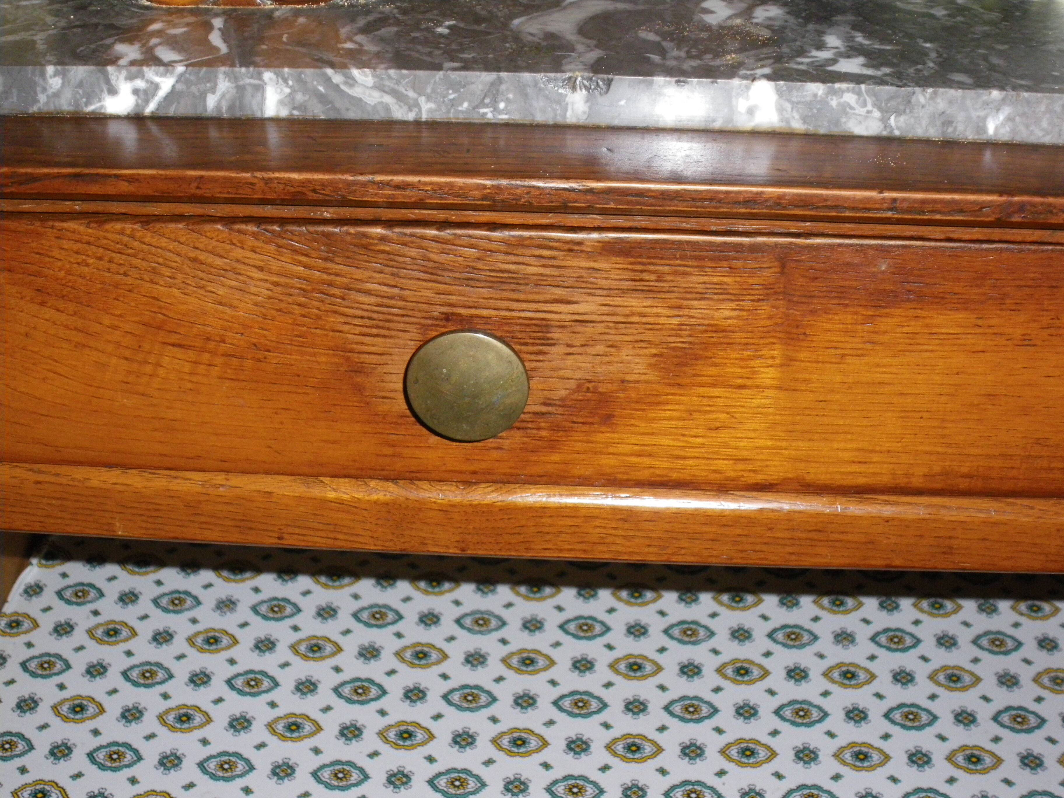 Antique two-body buffet in carved wood - marble top - very good condition