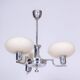 Bauhaus Chandelier in Chrome-Plated Steel and Opaline Glass, Czech, 1930s