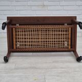 1970s, Danish side table, original very good condition, teak wood, rattan.