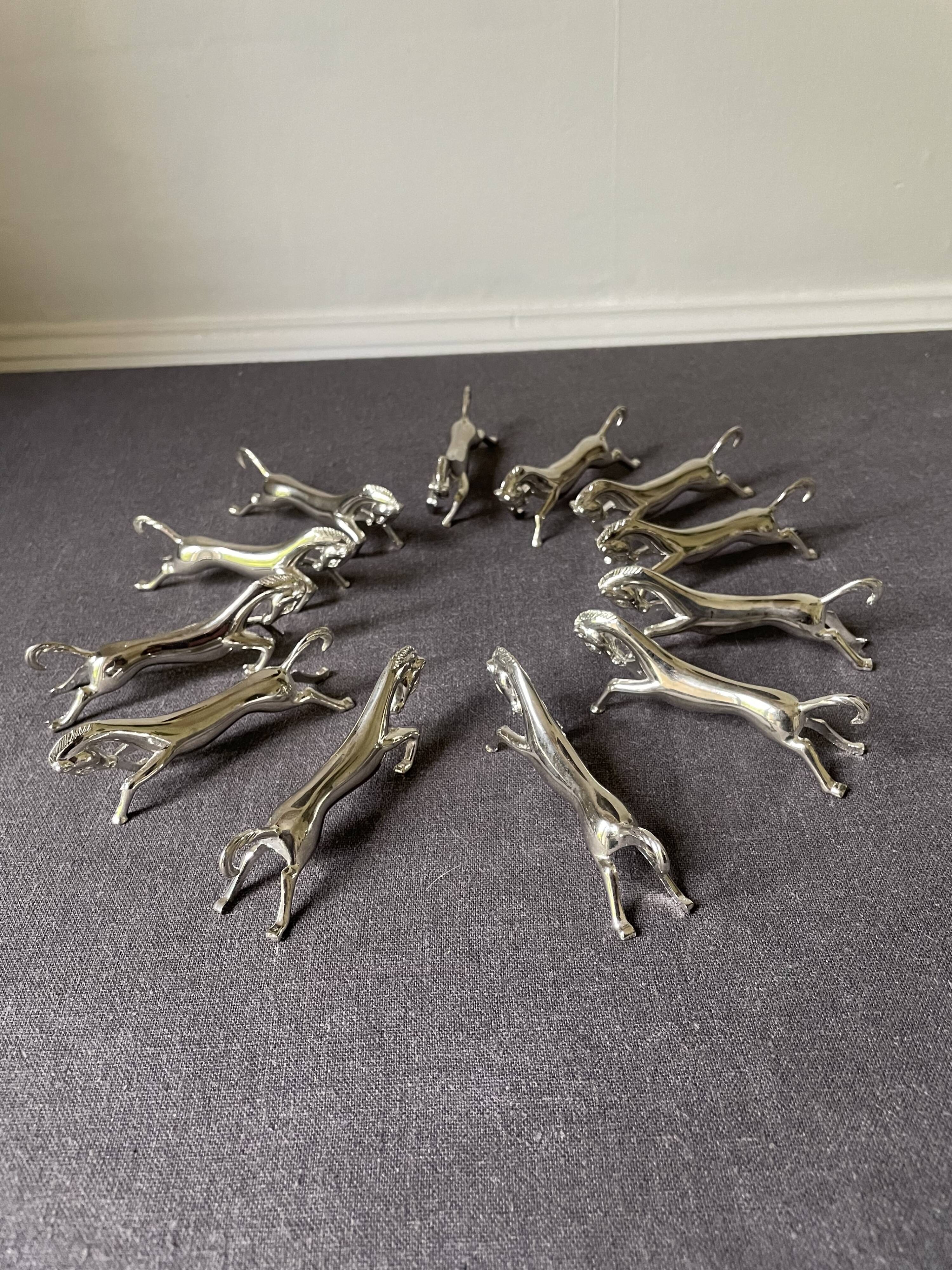 Vintage silver metal horse knife holder