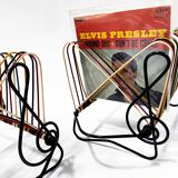 Vintage Vinyl Storage • 45 RPM Holder • Lacquered Metal • Scoubidou • 1950