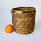 Rattan and brass basket, Italy, 1970s, 16 cm diameter